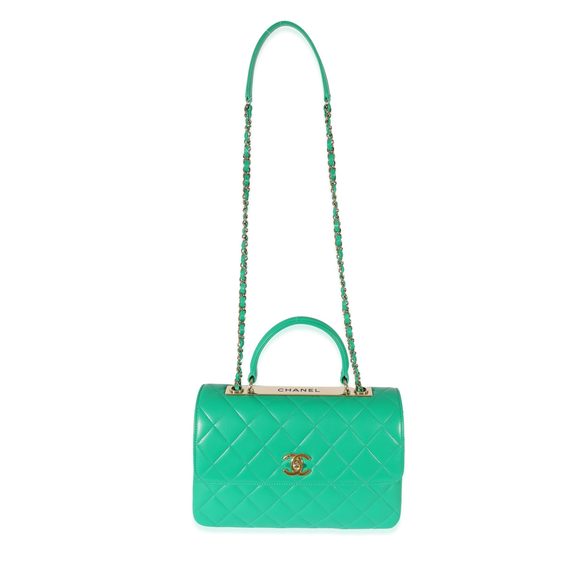 Chanel Green Quilted Lambskin Medium Trendy Top Handle Flap Bag - Picture 3 of 7